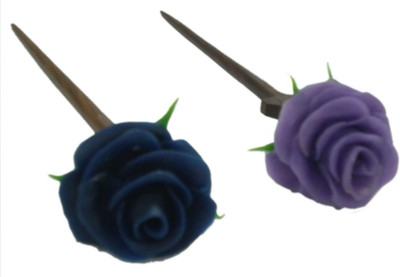 

Advance Hotline Hand made wooden Juda pin with procelain clay work pair Hair Pin(Multicolor)