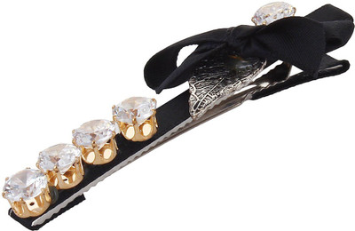 

Fayon Fabulous Statement Black Bow Lace Leaf Black Hair Pin(Black)