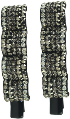 

Glitters Online Blackish Silver Colour American Diamond Hair Clip(Silver, Black)