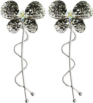 

Glitters Online Blue Colour American Diamond Hair Pin(Silver)