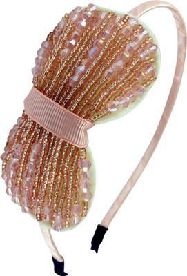 

Sarah Crystal Beaded Round Bow Hair Band(Pink)
