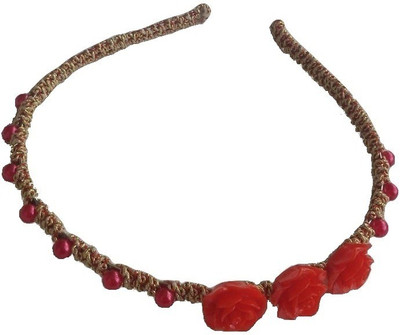 

Viva Fashions Roses and Beads Hair Band(Gold, Red)
