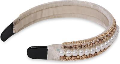

Hair Drama Company Velvet and Pearls Hairband Head Band(Gold)