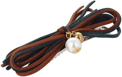 

Fayon Chic Stylish Orange And Grey Bow Lace With Pearl Hair Pin(Orange)