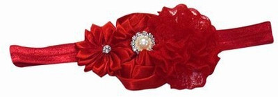 

Pinkblueindia Enthralling Baby with Satin Flowers Head Band(Red)