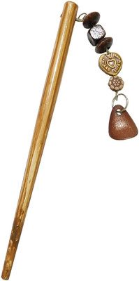 

CraftEra Modish Handmade Wooden Hair Sck With Beautiful Hanging Bun Stick(Brown)
