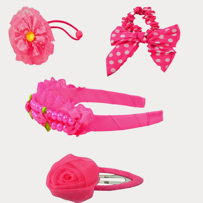 

Angel Glitter Pink Cutie Clips Combo Hair Accessory Set(Pink)