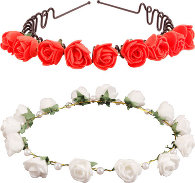 Style Tweak Style Tweak Red Zigzag Hairband Tiara and White Princess Crown Hair Band(Red, White)
