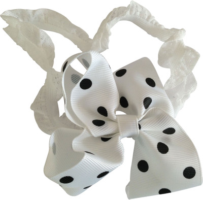 

NeedyBee Infants Toddlers Soft Elastic Baby Light Blue with Green Polka Dot Bow Head Band(Blue)