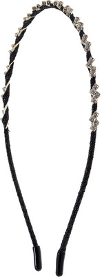 

The Ethnic Wears Metal Alloy, Silk Covered, Beeds, Crystal & CZ Stones, etc. Hair Band(Black)