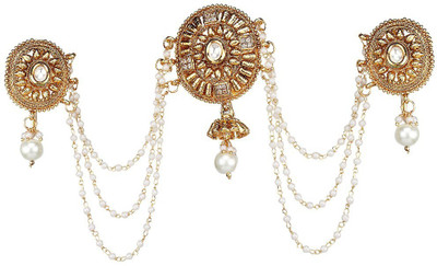Biyu Bollywood Bridal Kundan Pearl Hair Accessory Set(Gold)