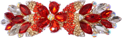 

Mansiyaorange party Wedding casual wear fancy Golden pin accessories Hair Clip(Red)