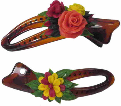 

Advanc Hotline Porcelain clay work fancy banana clip (Combo of 2) Hair Clip(Multicolor)