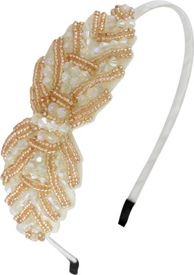 

Sarah Crystal Beaded Leaf Hair Band(Beige)