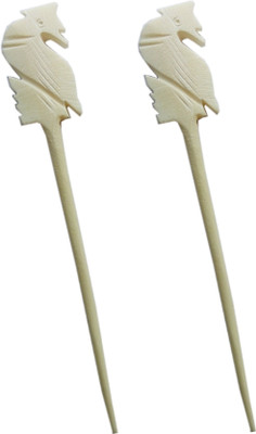 

CraftEra Peacock Desing Marble made long Stick Combo Set Hair Pin(White)