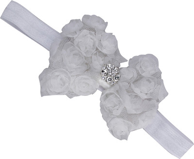

Pikaboo Rhinestone centre rosette Head Band(White)