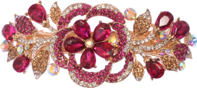 

Mansiyaorange party Wedding casual wear fancy Golden pin accessories Hair Clip(Pink)