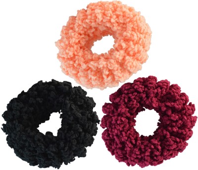 

Sarah Set of 3 Rubber Band for Women - Maroon, Orange & Black Head Band(Maroon)