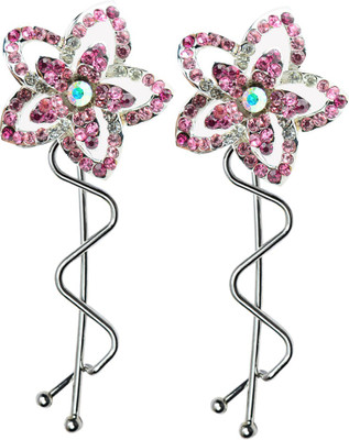 

Glitters Online Pink Colour American Diamond . Hair Pin(Pink)