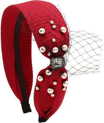 

Sanjog Gracie Faux Pearl Wide Headband Hair Band(Maroon)