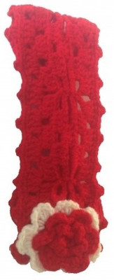 

NeedyBee Baby Girl Handmade Knitted Crochet Flower Head Band(Red and White)
