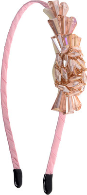 

The Ethnic Wears Metal Alloy, Silk Covered, Beeds, Crystal & CZ Stones, etc. Hair Band(Pink)