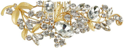 

Muchmore Exclusive American Diamonds Work Hair Clip For Women & Girls Partywear Jewelry Hair Clip(White)