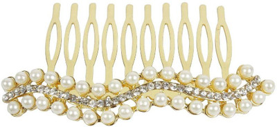 

Muchmore Gorgeous Funky Design Pearl Beads Work Gold Polished Hair Clip For Kids & Girls Accessories Hair Clip(White)