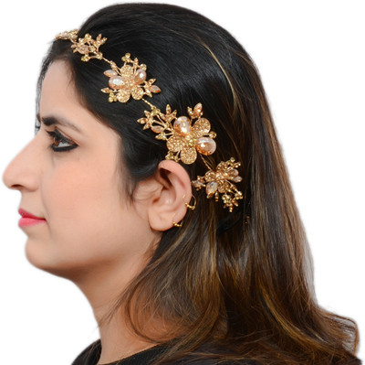

Mansiyaorange Latest Floral Funky Flexible Foldable Tiarra Hair Pin Hair Accessory Set(Gold)