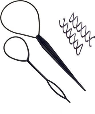 

SENECIO 'S Topsy Tail & Spiral Pins Combo Pack Hair Accessory Set(Black)
