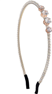 

The Ethnic Wears Metal Alloy, Silk Covered, Beeds, Crystal & CZ Stones, etc. Hair Band(Silver)