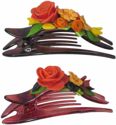 

Advanc Hotline Porcelain clay work fancy banana clip (Combo of 2) Hair Clip(Multicolor)
