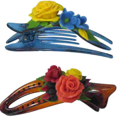 

Advanc Hotline Porcelain clay work fancy banana clip (Combo of 2) Hair Clip(Multicolor)
