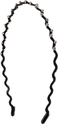 

The Ethnic Wears Metal Alloy, Silk Covered, Beeds, Crystal & CZ Stones, etc. Hair Band(Black)