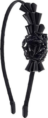 

The Ethnic Wears Metal Alloy, Silk Covered, Beeds, Crystal & CZ Stones, etc. Hair Band(Black)