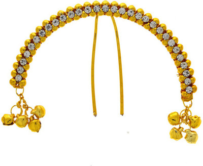 Anuradha Art Designer Simple Stylish Hair Pin(Gold, White)