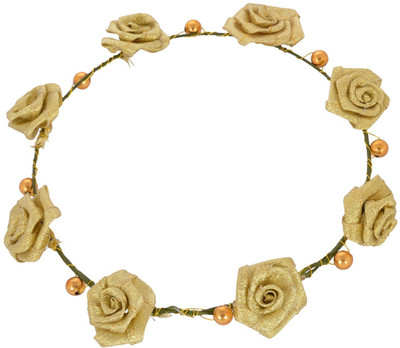 

Sanjog Golden Flower And Pearl Tiara/Headwrap For Bride/Girls For Wedding Head Band(Gold)