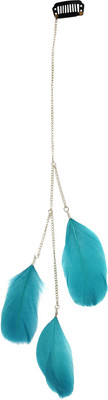 

Fayon Fabulous Statement Long Turquoise Feather With Black Comb Hair Pin(Turquoise)