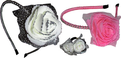 

GD Pink & White Floral Hairbands with Tic-Tac Hair Accessory Set(Multicolor)