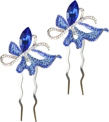 

Glitters Online Blue Colour American Diamond Hair Pin(Blue)