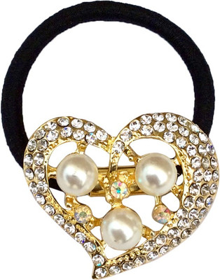 

B-Fashionable Sparkling Heart Rubber Band(Gold)
