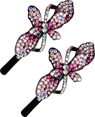 

Glitters Online Pink Colour American Diamond Hair Clip(Pink)