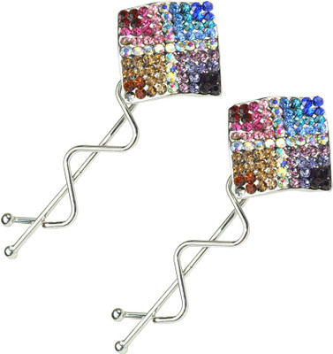 

Glitters Online Multi Colour American Diamond Hair Pin(White)