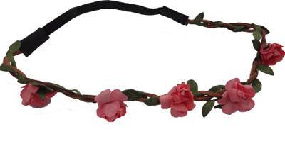 Rigo Pink floral tiara style headband Head Band(Pink)