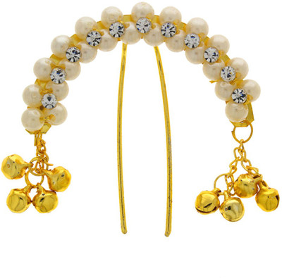 

Anuradha Art Designer Simple Stylish Hair Pin(Gold, White)