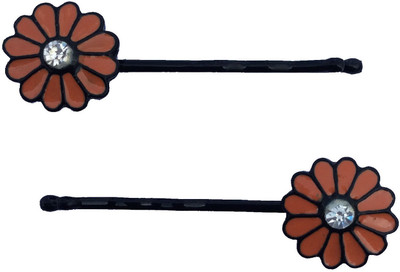 

B-Fashionable Orange Happy Flower Hair Pin(Orange, Black)