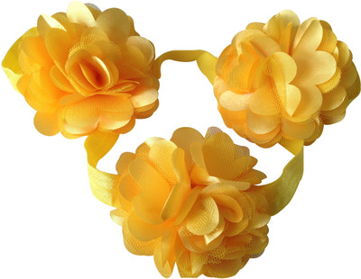 

NeedyBee Newborn, Toddlers Elastic Toe Blooms Barefoot Sandals and Rosset Headband Set Hair Accessory Set(Yellow)