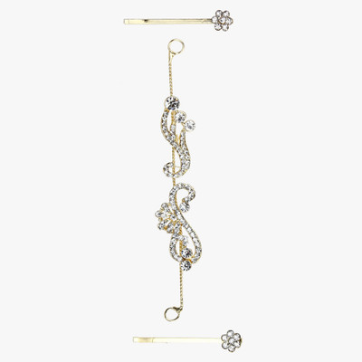 

Pink Rose Charm Hair Chain(Gold)