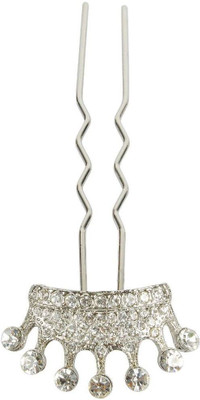 

Muchmore Exclusive Silver Plated Crown Design Work Charm Hair Clip For Girls & Women Hair Clip(White)