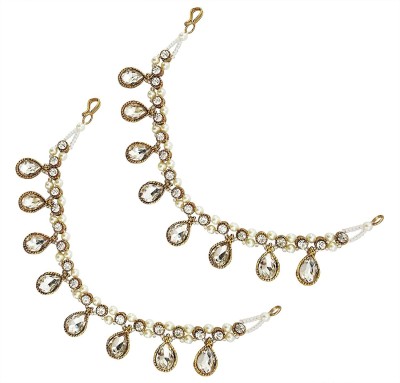 Flipkart - Mehrunnisa Pearls & Crystals Kan Chain Ear For Women Hair Chain(White)